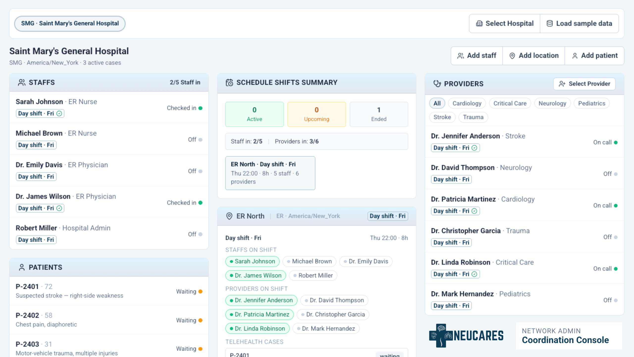 Coordination Console — network administrator dashboard
