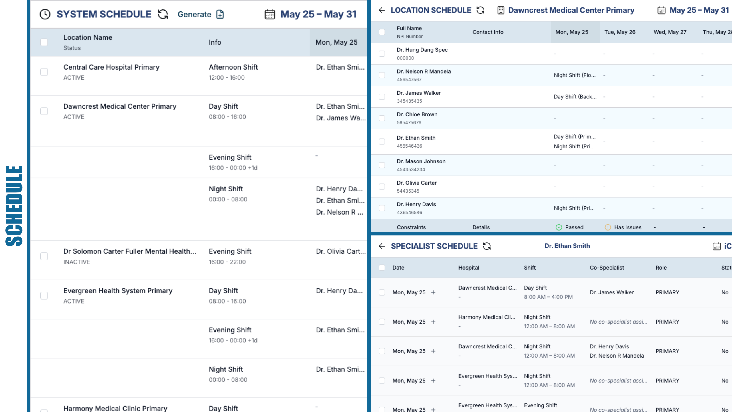 Schedule visualization — shift and coverage calendar
