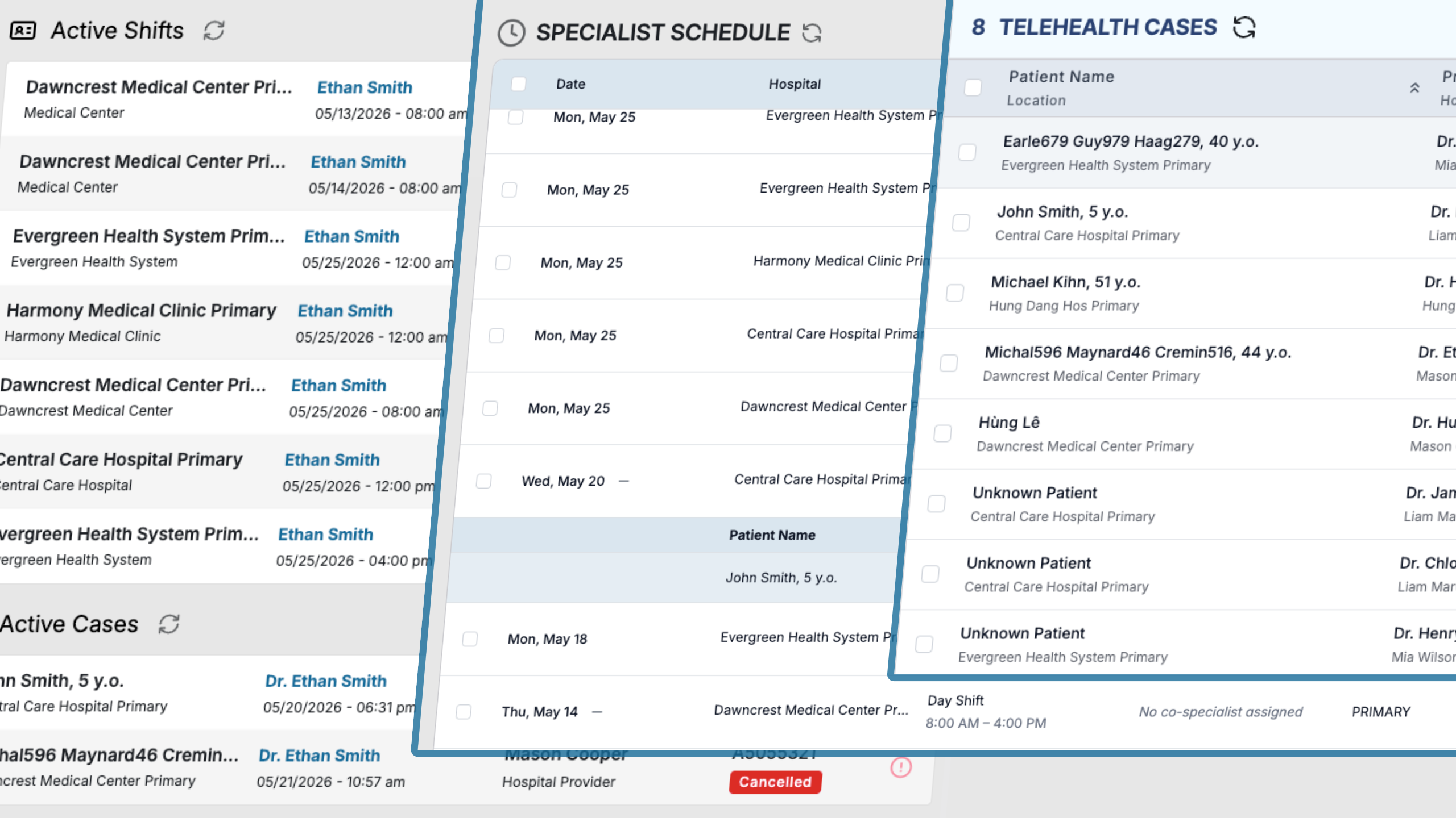 Specialist portal — workspace, scheduling, and case management